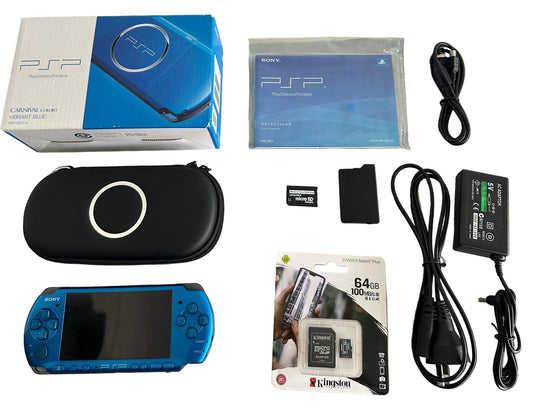 PSP 3000 – Carnival Blue | 64GB | Fully Set Up | Boxed Bundle