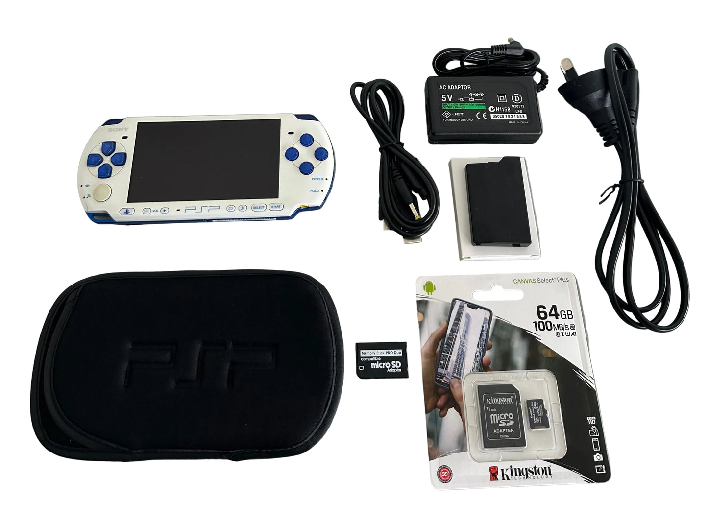 PSP 3000 – White & Blue Edition | 64GB | Fully Set Up