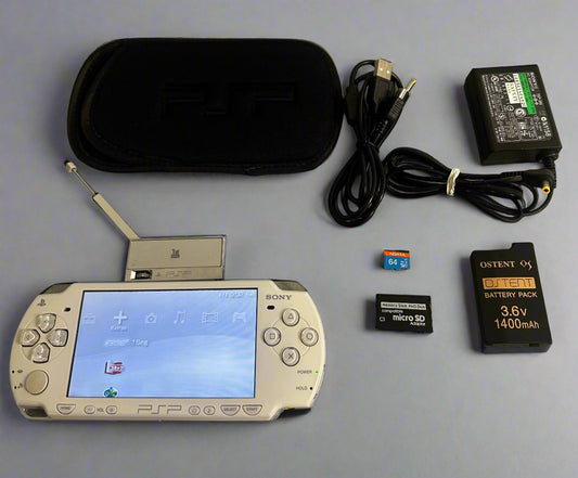 🤍 PSP-2000 – Pearl White | 64GB | Homebrew Ready + TV Tuner